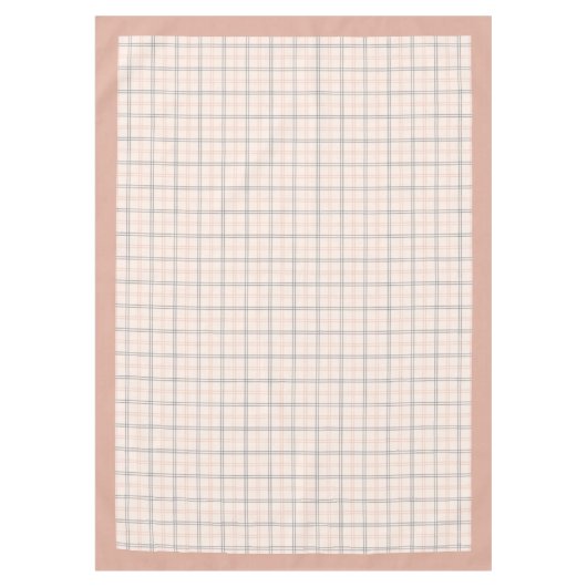 エレガントピーチとグレイの市松模様にテーブルクロス テーブルクロス (正面)