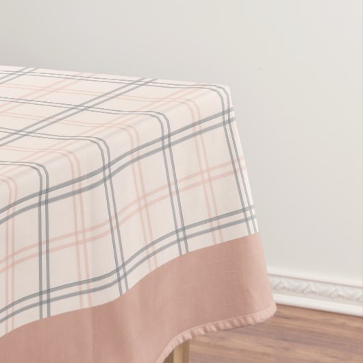 エレガントピーチとグレイの市松模様にテーブルクロス テーブルクロス (インサイチュ)