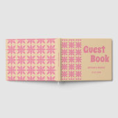 エレガントピーチとピンクシンプルクラシックゲストブック ゲストブック (全面)