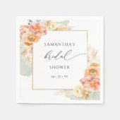 エレガントピーチアンドセージフローラブライダルシャワー スタンダードカクテルナプキン (正面)