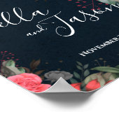 エレガントピーチオレンジフローラ結婚のウェルカムサイン ポスター (角)