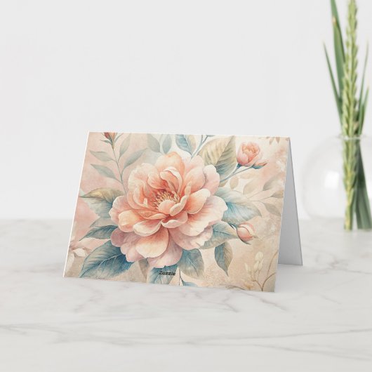 エレガントピーチトーンヴィンテージインスパイア過去ノートカード シーズンカード (裏面)