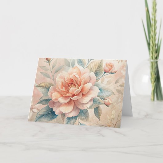 エレガントピーチトーンヴィンテージインスパイア過去ノートカード シーズンカード (正面)