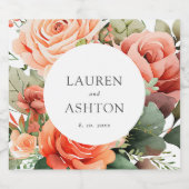 エレガントピーチバラパーソナライズされた結婚ズ リキュールボトルラベル (シングルラベル)