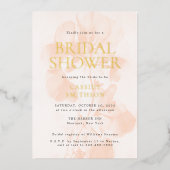 エレガントピーチモダンパステルブライダルシャワー金ゴールド 箔招待状 (正面)