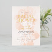 エレガントピーチモダンパステルブライダルシャワー金ゴールド 箔招待状 (立ち正面)