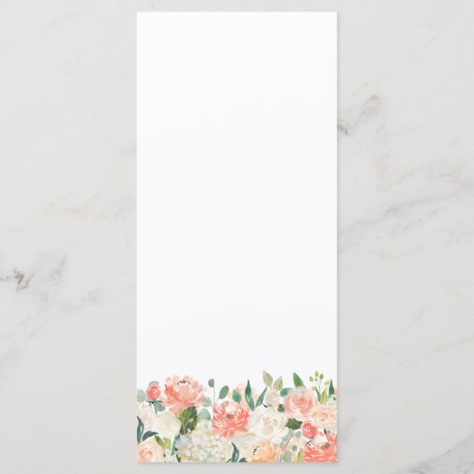 エレガントピーチ水彩フローラ結婚のメニュー メニュー (裏面)