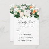 エレガントピーチ秋の水彩フローラ結婚ズ 出欠カード (正面/裏面)