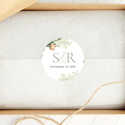 エレガントピーチ結婚ズグリーンフローラカスタム ラウンドシール