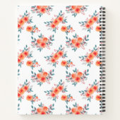 エレガントピーチ&グリーンフローラパーソナライズされた ノートブック (裏面)