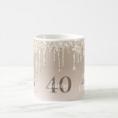 エレガントピーチ – ベージュフェイクグリッター誕生日マグ コーヒーマグカップ (中央)