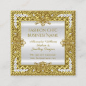 エレガントファッションジュエリーデザイナ金ゴールドダイヤモンド スクエア名刺 (正面)