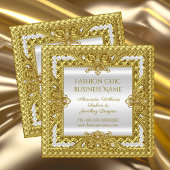 エレガントファッションジュエリーデザイナ金ゴールドダイヤモンド スクエア名刺