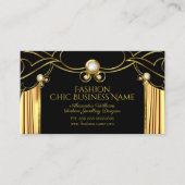 エレガントファッションジュエリーデザイナ金ゴールドブラック 名刺 (正面)
