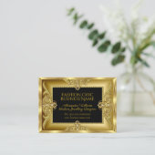 エレガントファッションジュエリーデザイナ金ゴールドGemsブラック 名刺 (スタンド正面)