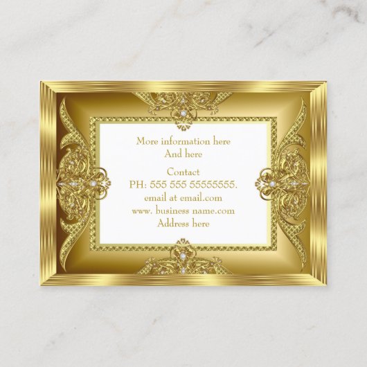 エレガントファッションジュエリーデザイナ金ゴールドGems 名刺 (裏面)