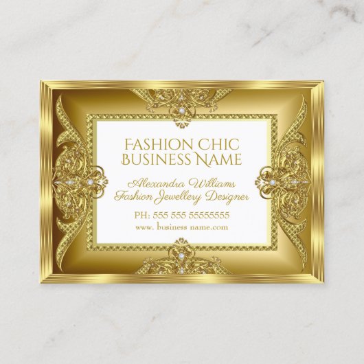 エレガントファッションジュエリーデザイナ金ゴールドGems 名刺 (正面)