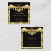 エレガントファッションスタイリッシュベージュ金ゴールドブラックダイヤモンド スクエア名刺 (正面/裏面)