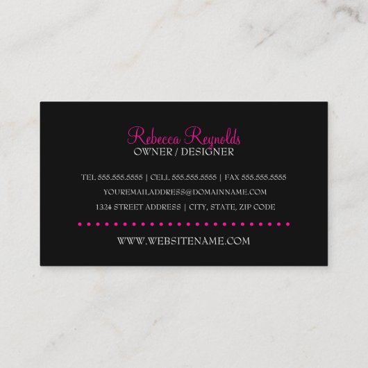 エレガントファッション設計者 名刺 (裏面)