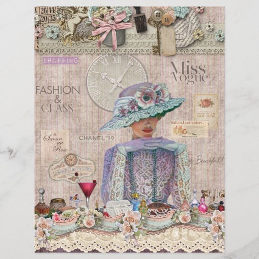 エレガントファッション&クラスコラージュのスクラップブック紙 (正面)