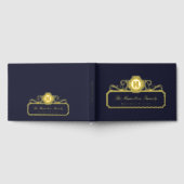 エレガントファミリーレユニオンゴールドモノグラムネイビーブルー ゲストブック (全面)