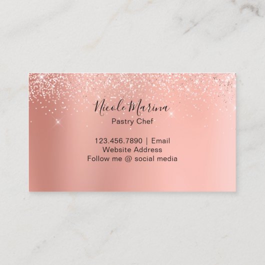 エレガントファンシーフェイクバラ金ゴールドカップケーキスイーツベーカリー 名刺 (裏面)