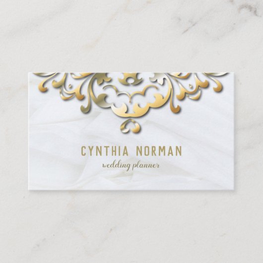エレガントファンシーフェイク金ゴールド縁どバロック 名刺 (正面)