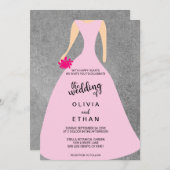 エレガントファンシーフローラ花嫁グレー結婚式招待状 招待状 (正面/裏面)