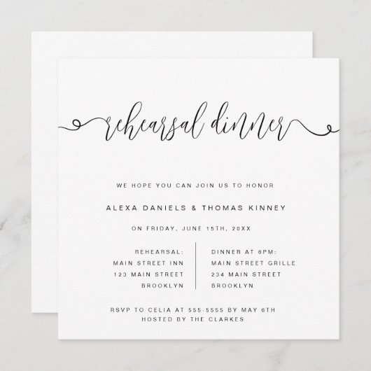 エレガントファンシー台本のリハーサル 招待状 (正面/裏面)