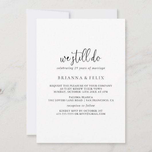 エレガントファンシー書まだ誓いを更新する 招待状 (正面)