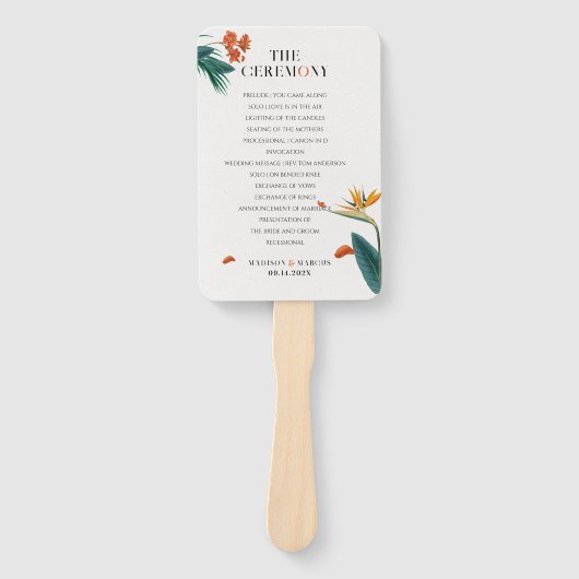 エレガントファンシー熱帯の花結婚の ハンドファン (正面)