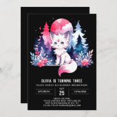 エレガントファンタジーウルフ誕生日 招待状 (正面/裏面)