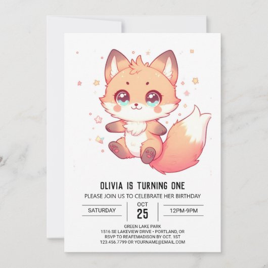 エレガントファンタジーキツネ1日 招待状 (正面)