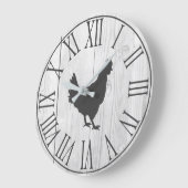 エレガントファ素朴ームハウスホフェイクワイトウッド&ヘン ラージ壁時計 (傾斜)