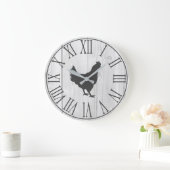 エレガントファ素朴ームハウスホフェイクワイトウッド&ヘン ラージ壁時計 (ホーム)