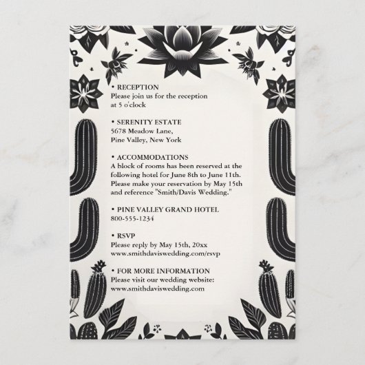 エレガントフィエスタサボスフローラメキシ結婚カン エンクロージャーカード (正面)