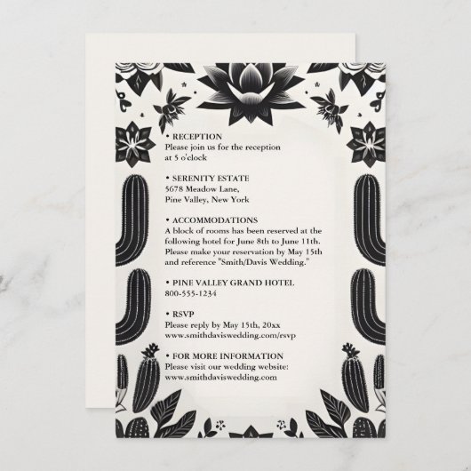 エレガントフィエスタサボスフローラメキシ結婚カン エンクロージャーカード (正面/裏面)