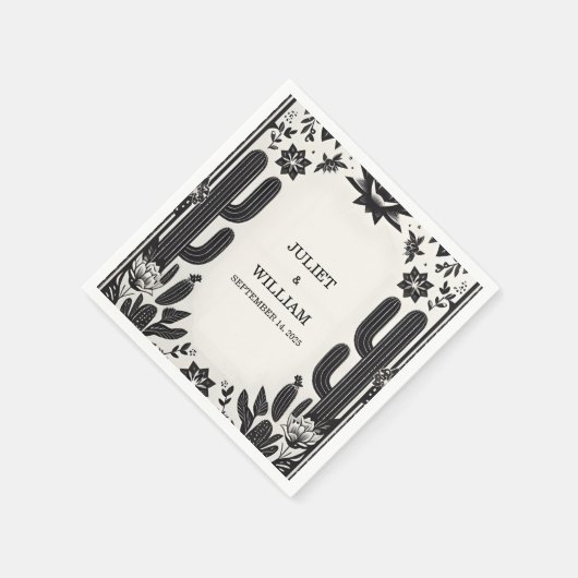 エレガントフィエスタサボスフローラメキシ結婚カン スタンダードカクテルナプキン (角)