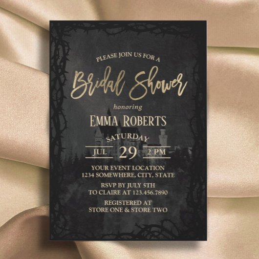 エレガントフェアヤータリーキャッスルソーンフレームブライダルシャワー 招待状