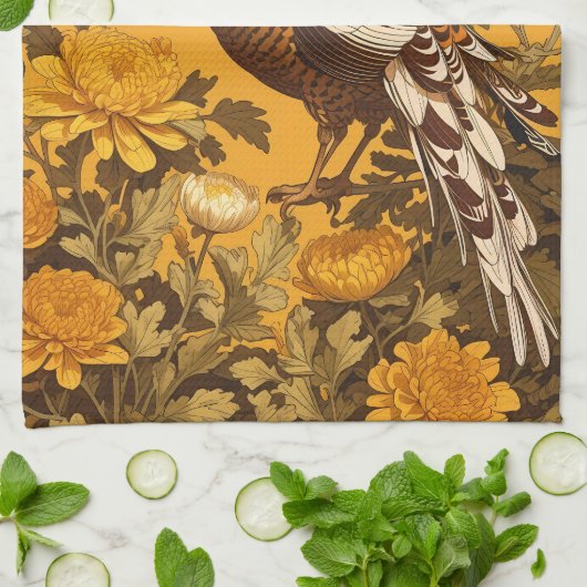 エレガントフェアント・ウィリアインスパイアム・モリス キッチンタオル (折り畳み)