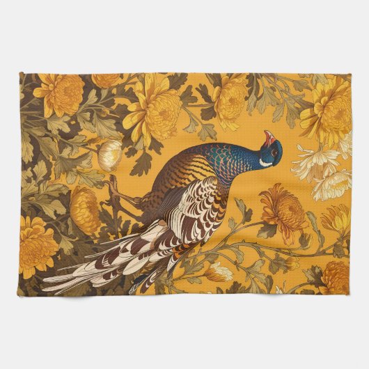 エレガントフェアント・ウィリアインスパイアム・モリス キッチンタオル (横)