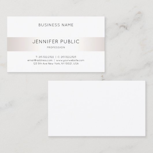 エレガントフェイクお洒落シルバープレーン高級シモダンック 名刺 (正面/裏面)