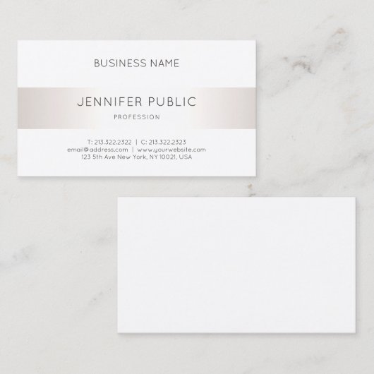 エレガントフェイクお洒落銀プロフェッショナルモダン 名刺 (正面/裏面)