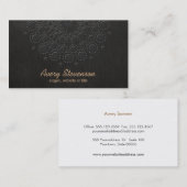 エレガントフェイクエンボスブラックリネンルック 名刺 (正面/裏面)