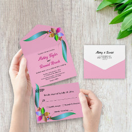 エレガントフェイクカラフルバラホイルフローラ結婚ズ オールインワン招待状