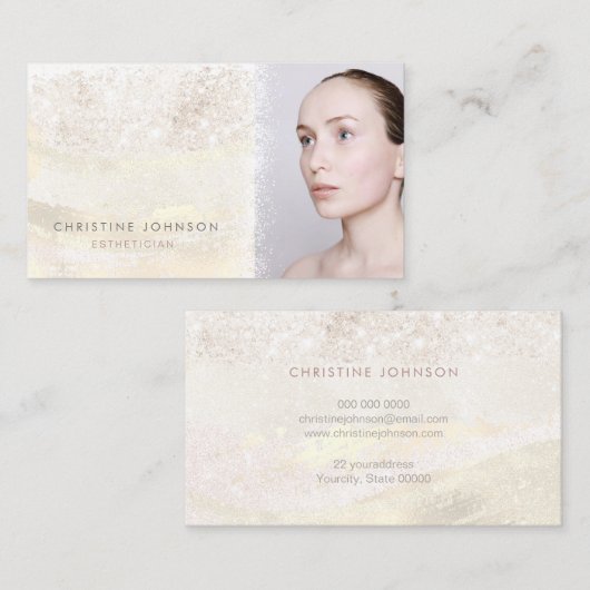 エレガントフェイクグリッター及び箔エステティシャン 名刺 (正面/裏面)