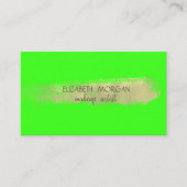 エレガントフェイクシンプル金の箔ブラシストローク、緑 名刺 (正面)