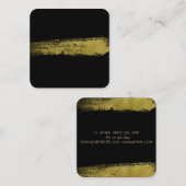 エレガントフェイクシンプル金の箔ブラシストローク、黒 スクエア名刺 (正面/裏面)