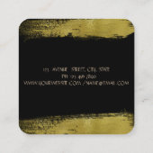 エレガントフェイクシンプル金の箔ブラシストローク、黒 スクエア名刺 (裏面)