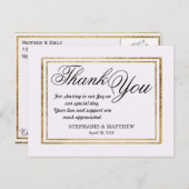 エレガントフェイクシンプル金ゴールドのアウトラインと白 ポストカード (正面/裏面)